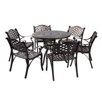 Обеденная группа из литого алюминия c столом ВУЛКАН + 6 кресел Лион