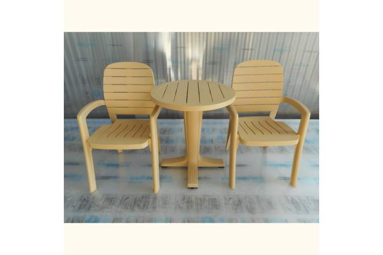 Комплект пластиковой мебели (Стол Дон «Don» круглый D650 мм + 2 кресла «Ибица»)-1