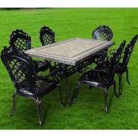 Мебель из литого алюминия стол с керамикой ДИМИКС «DIMIX» 160х90+ 6 кресел ФИНЛЯНДИЯ-4 «FINLAND-4»