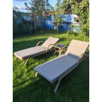 Комплект из искусственного ротанга два шезлонга Империал и столик Мара-2 (Greige)