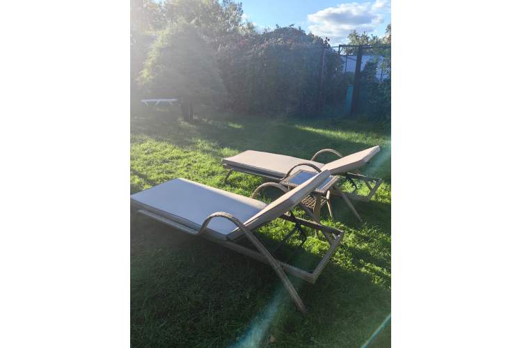 Комплект из искусственного ротанга два шезлонга Империал и столик Мара-2 (Greige)-2