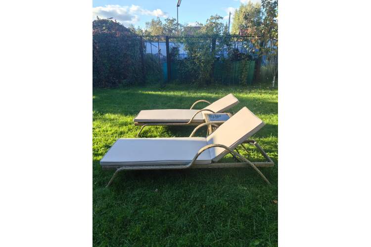 Комплект из искусственного ротанга два шезлонга Империал и столик Мара-2 (Greige)-3