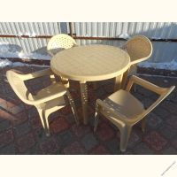 Комплект пластиковой мебели стол круглый «Ривьера» D900 мм бежевый + 4 кресла «Барселона»