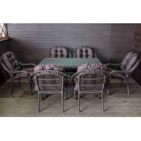 Садовый комплект мебели из искусственного ротанга Мэдисон НЬЮ (Medison NEW) 6 кресел + стол с подушками на сидение и спинку