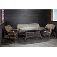 Обеденный комплект садовой мебели МЭДИСОН «MADISON» овальный стол + 3-х местный диван + 2 кресла с подушками на сиденье
