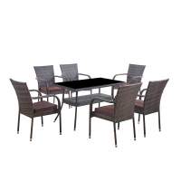 Комплект мебели из искусственного ротанг стол Рио и 6 кресел Милан Dark Brown