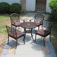 Комплект мебели из литого алюминия стол круглый СОРРЕНТО «SORRENTO» D78 + 4 кресла Феникс «FENIX» бронза