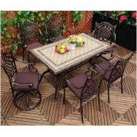 Обеденная группа из литого алюминия Стол с керамикой ДИМИКС «DIMIX» 160х90 + 4 кресла ГЕРЛЕН «GERLEN» + 2 кресла с поворотом ГЕРЛЕН «GERLEN» (7 предметов)