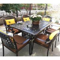 Обеденная группа из литого алюминия стол ФЕНИКС «FENIX» 150х90 + 6 кресел ВУЛКАН «VOLCANO»