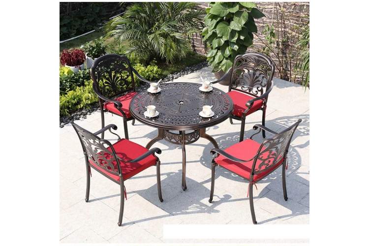 Обеденный комплект из литого алюминия стол Орхидея(120см) + 4 кресла Марбелья-3