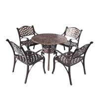 Обеденная группа из литого алюминия c круглым столом ЛИОН арт.109 bronze/ С-05bronze-4