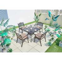 Комплект из литого алюминия стол квадратный АДОНИС «ADONIS» 90х90 + 4 кресла ЛИОН «LION»