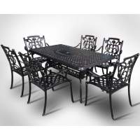 Мебель из литого алюминия стол Вулкан-2 (175х90) + 6 кресел Миранда (7 предметов)