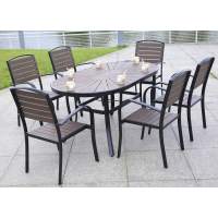 Комплект мебели из литого алюминия с ДПК стол 160*90см ПОЛИВУД-4 + 6 кресел ПОЛИВУД-1