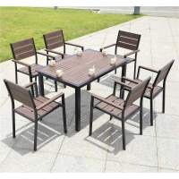 Комплект мебели из литого алюминия с ДПК стол 120*80 см ПОЛИВУД-6 + 6 кресел ПОЛИВУД-3