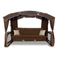 Садовые качели четырехместные «Монако Люкс» с москитной сеткой, сидение:200см., диаметр трубы:63,5мм., нагрузка:450кг. — Brown