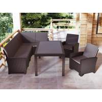 Комплект мебели под ротанг Калифорния “California“ с угловым диваном 240х136 см арт.80497 с подушками на спинку и столом 165х95 см и 2 кресла