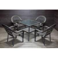 Садовый комплект из искусственного ротанга Мэдисон НЬЮ (Medison NEW) стол квадратный 80х80 + 4 кресла без подушек