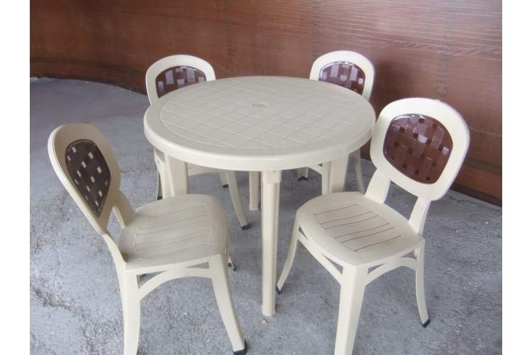 Комплект пластиковый мебели «Рига» (стол круглый Ривьера D 900 + 4 стула Цертоса)-3