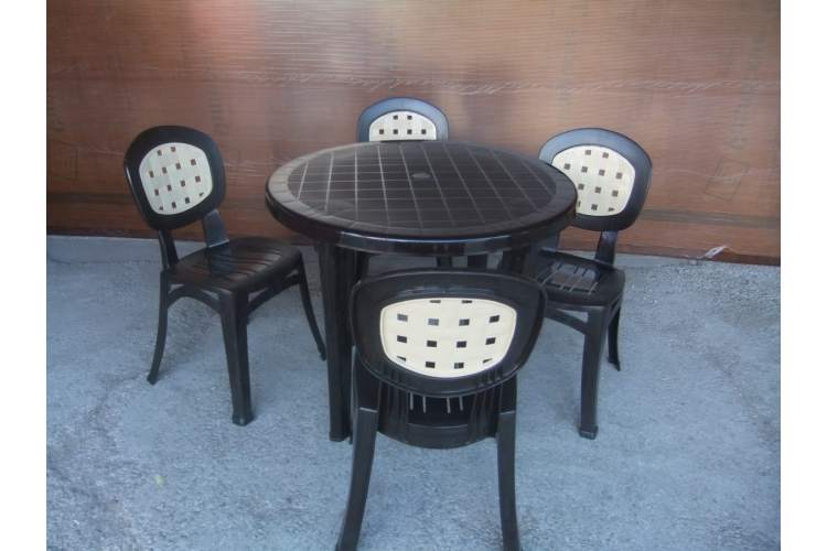 Комплект пластиковый мебели «Рига» (стол круглый Ривьера D 900 + 4 стула Цертоса)-1