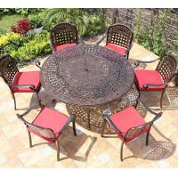 Комплект мебели на 6 персон из литого алюминия со столом D150 ВУЛКАН «VOLCANO» арт.6091/N008 bronze-6