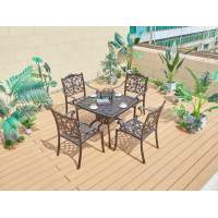 Комплект из литого алюминия стол квадратный АДОНИС «ADONIS» + 4 кресла ФЛОРЕНС «FLORENCE»