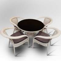 Обеденная группа из искусственного ротанга стол Сантос + 4 кресла Руардин Wood