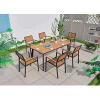 Комплект мебели из литого алюминия с ДПК стол ПОЛИВУД-9 160*90 + 6 кресел ПОЛИВУД-2