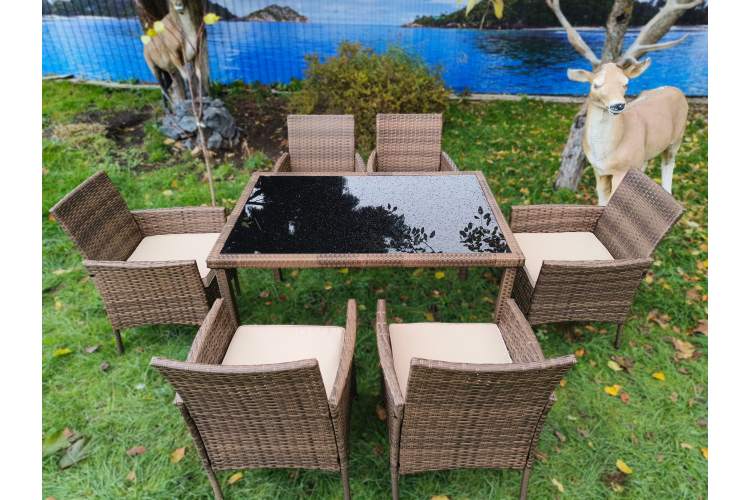 Обеденная группа из искусственного ротанга стол Анкор + 6 кресел