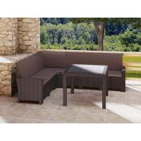 Комплект мебели под ротанг Калифорния “California“ с угловым диваном 240х188 см с подушками на спинку и столом 95х95 см