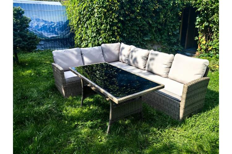 Обеденная группа плетеной мебели Албания «Albania» с подушками Greige