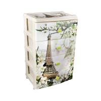 Комод пластиковый широкий 4-х секционный Весна в Париже