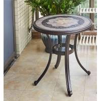Стол круглый из литого алюминия с керамикой АНТИК «ANTIQUE» D60х66 арт.6152 — Bronze
