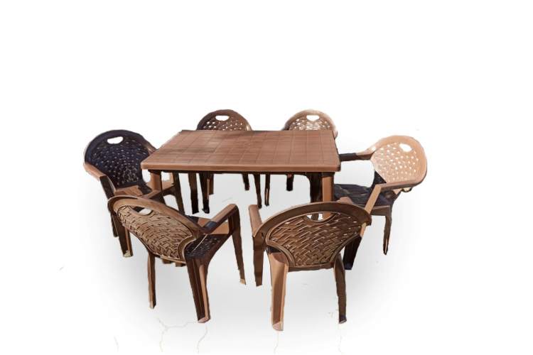 Комплект пластиковой мебели коричневый(стол прямоугольный 1200*850 «Флинт» + 6 кресел «Флинт»)