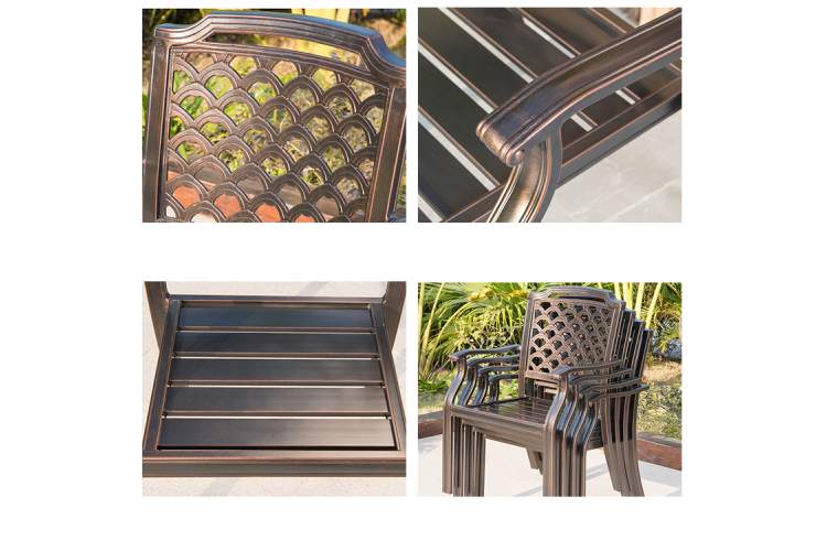 Комплект мебели из литого алюминия стол квадратный АДОНИС «ADONIS» 90х90 + 4 кресла БОСТОН «BOSTON»-3