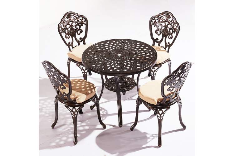 Комплект мебели из литого алюминия стол круглый СОРРЕНТО «SORRENTO» D78 + 4 стула НЬЮ ЙОРК «NEW YORK» бронза-1