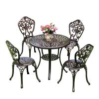 Комплект мебели из литого алюминия стол круглый СОРРЕНТО «SORRENTO» D78 + 4 стула НЬЮ ЙОРК «NEW YORK» бронза