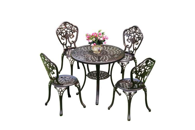 Комплект мебели из литого алюминия стол круглый СОРРЕНТО «SORRENTO» D78 + 4 стула НЬЮ ЙОРК «NEW YORK» бронза