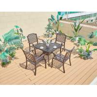 Комплект мебели из литого алюминия стол квадратный АДОНИС «ADONIS» 90х90 + 4 кресла БОСТОН «BOSTON»