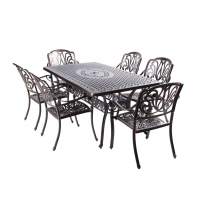 Обеденная группа из литого алюминия стол ВУЛКАН + 6 кресел ФЕНИКС