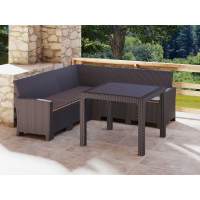 Комплект мебели с угловым диваном под ротанг Калифорния “California“ 188х188 см 5 места с подушками со столом 95х95 см