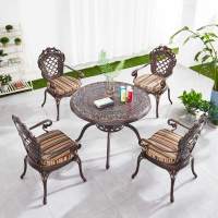 Комплект из литого алюминия стол ОРХИДЕЯ «ORCHID» D100 арт.6053 + 4 кресла ФИНЛЯНДИЯ-4 «FINLAND-4» арт.6001