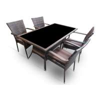 Комплект мебели стол Руардин + 4 кресла Милан из искусственного ротанга Dark Brown