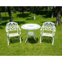Обеденная мебель из литого алюминия стол ВИНТАЖ «VINTAGE» D80 + 2 кресла Феникс «FENIX» белый