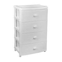 Пластиковый комод широкий 4-х секционный, белый