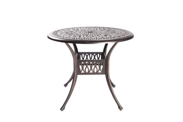 Садовая мебель литой алюминий/искуственный ротанг стол Феникс д.90 + 4 кресла Бамбук-1-4