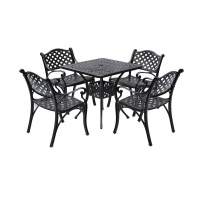 Садовый комплект мебели из литого алюминия стол квадратный Сорренто 78х78 + 4 кресла Лион