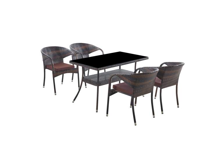 Комплект мебели из искусственного ротанг стол Рио и 4 кресла Греция Dark Brown