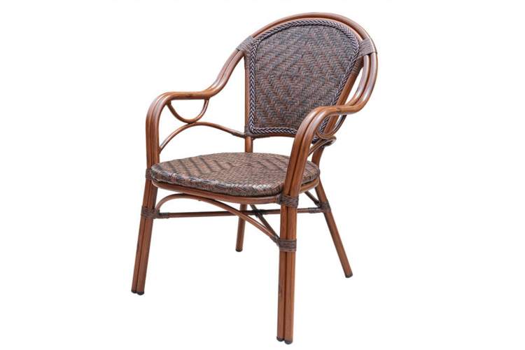 Садовая мебель литой алюминий/искуственный ротанг стол Феникс д.90 + 4 кресла Бамбук-1-1