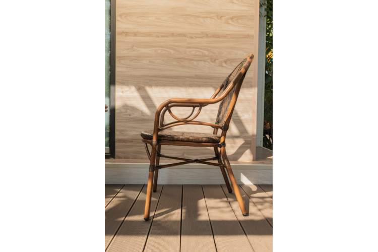 Садовая мебель литой алюминий/искуственный ротанг стол Феникс д.90 + 4 кресла Бамбук-1-2